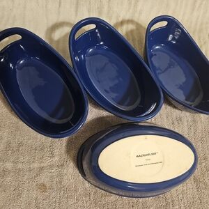 Rachael Ray Blue Stoneware Oval Baking Dishes